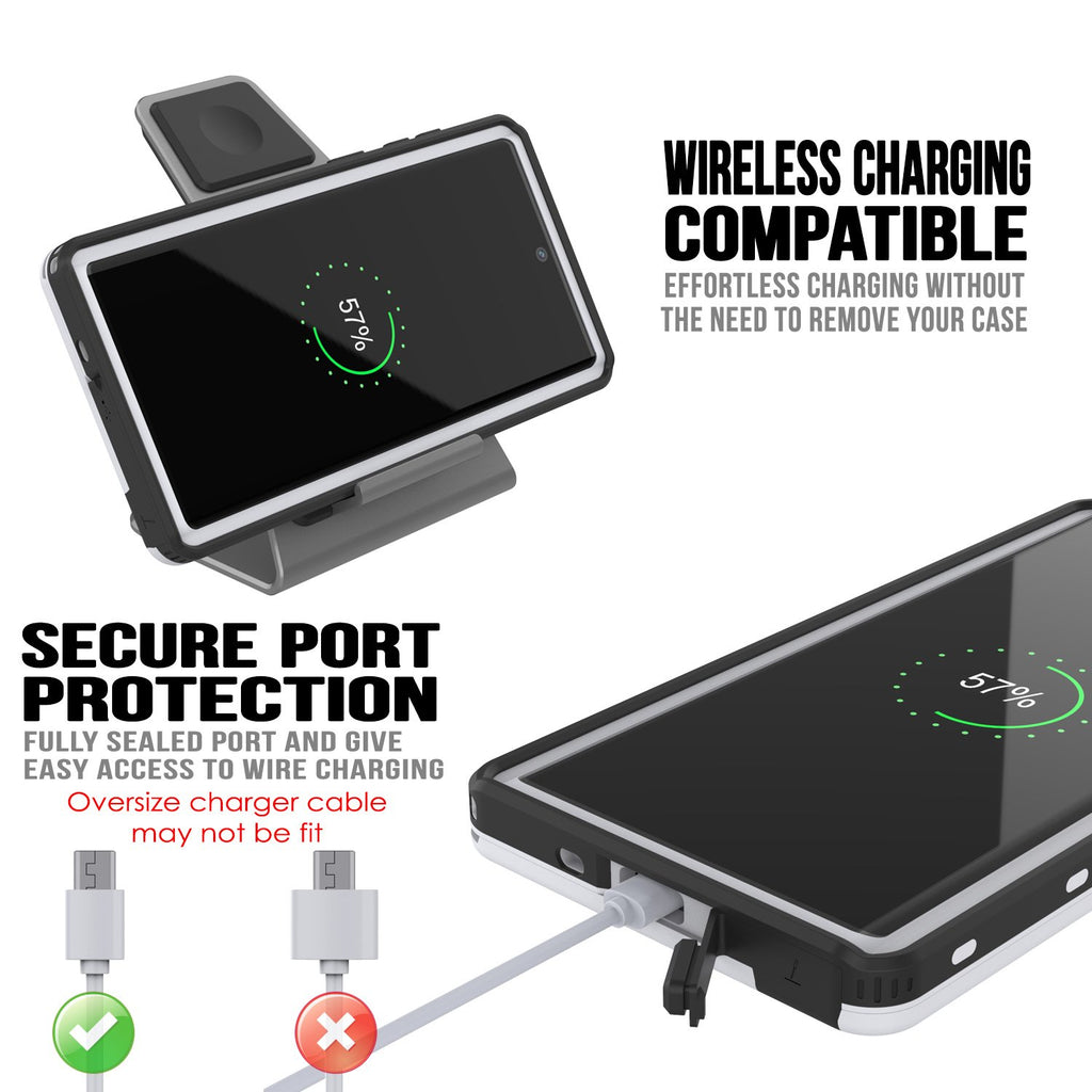 PunkCase Galaxy Note 10 Waterproof Case, [KickStud Series] Armor Cover [White] (Color in image: Red)