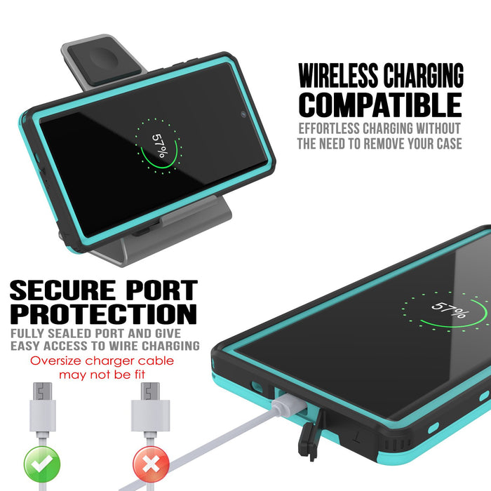 PunkCase Galaxy Note 10+ Plus Waterproof Case, [KickStud Series] Armor Cover [Teal] (Color in image: Red)