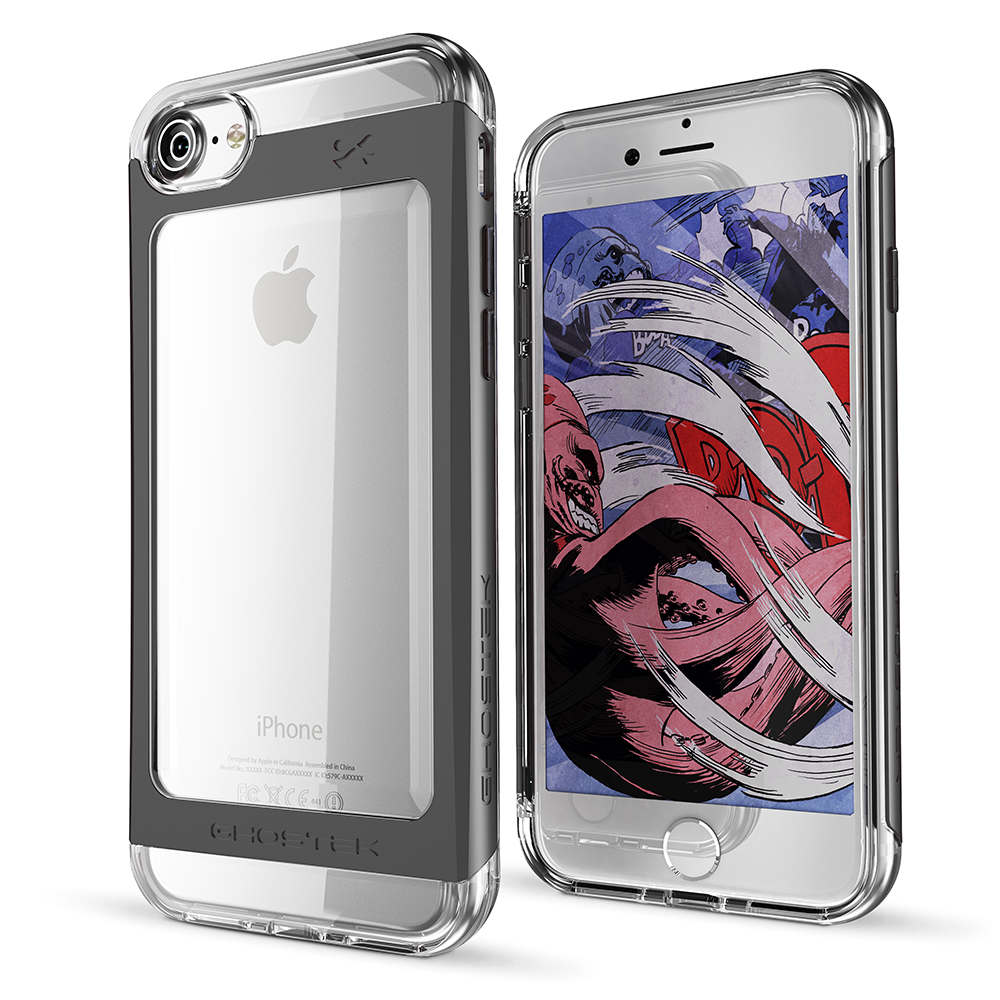 iPhone 7 Case, Ghostek® Cloak 2.0 Black w/ ExplosionProof Screen Protector | Aluminum Frame (Color in image: Black)