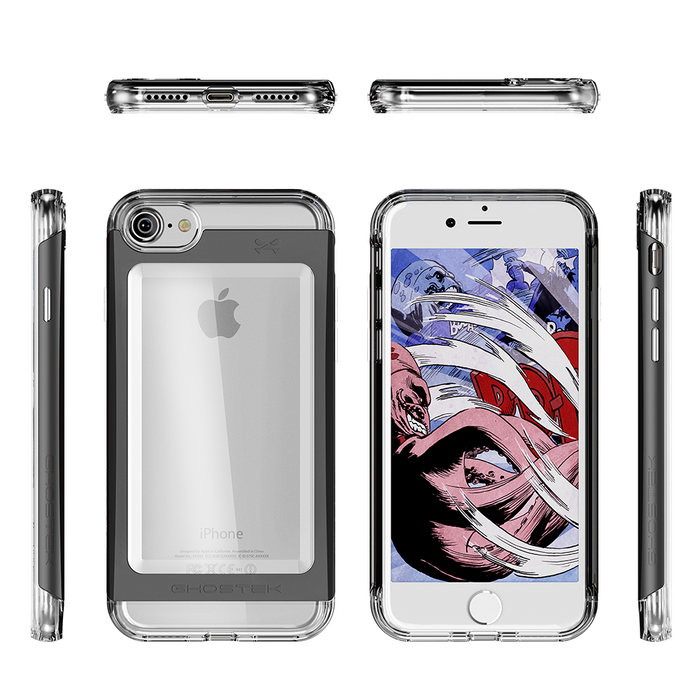 iPhone 7 Case, Ghostek® Cloak 2.0 Black w/ ExplosionProof Screen Protector | Aluminum Frame (Color in image: Silver)