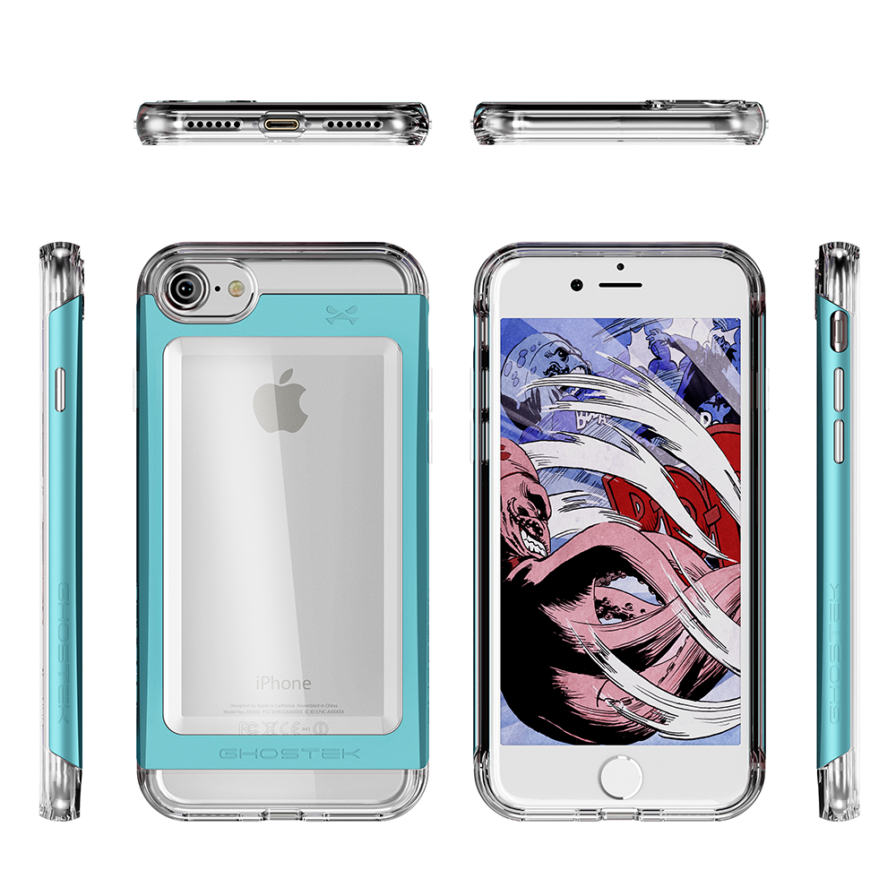 iPhone 7 Case, Ghostek® Cloak 2.0 Teal w/ Explosion-Proof Screen Protector | Aluminum Frame (Color in image: Black)