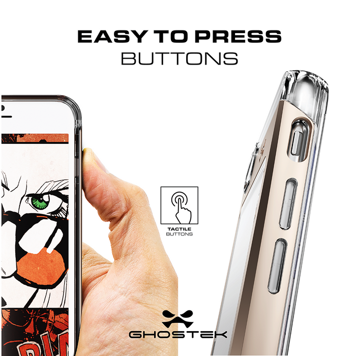 iPhone 7 Case, Ghostek® Cloak 2.0 Black w/ ExplosionProof Screen Protector | Aluminum Frame (Color in image: Gold)