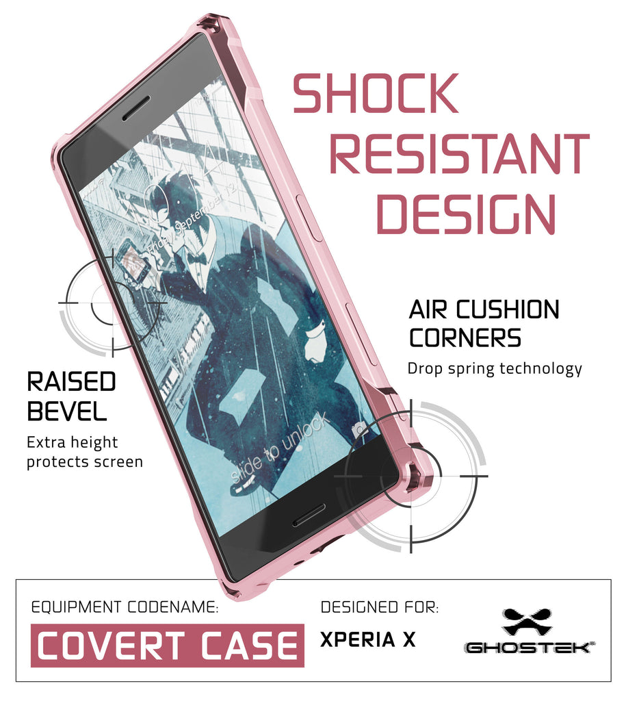 Xperia X Case, Ghostek® Covert Peach Seriesr | Clear TPU | Warranty | Screen Protector | Ultra Fit (Color in image: Gold)