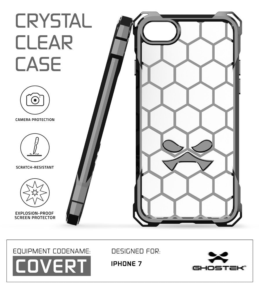 iPhone 7 Case, Ghostek® Covert Space Grey, Premium Impact Armor | Lifetime Warranty Exchange (Color in image: clear)