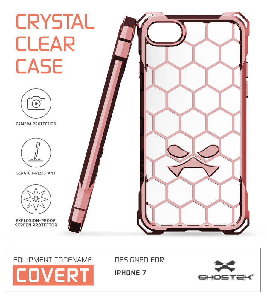 iPhone 7 Case, Ghostek® Covert Rose Pink, Premium Impact Protective Armor | Warranty (Color in image: space grey)