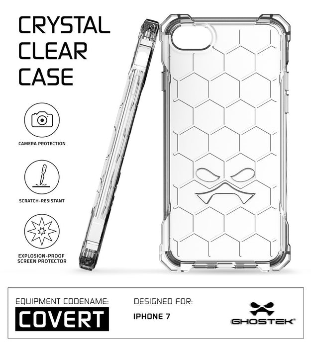 iPhone 7 Plus Case, Ghostek® Covert Clear, Premium Impact Protective Armor | Warranty (Color in image: space grey)