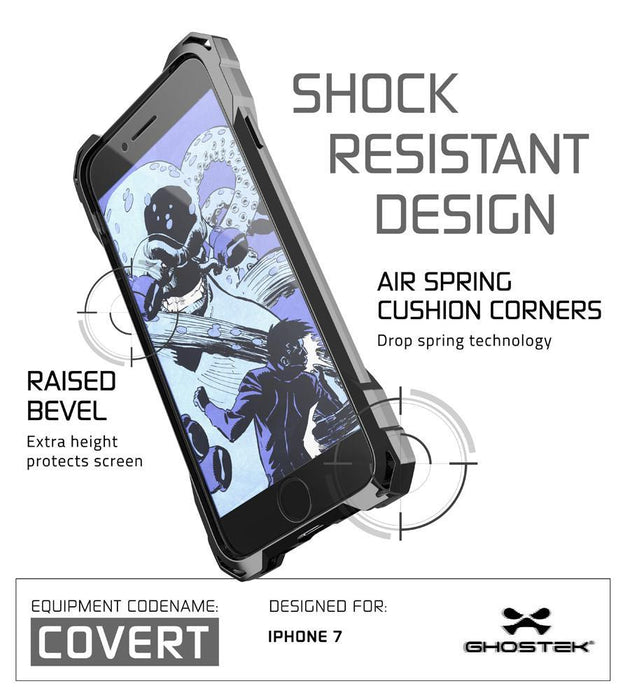 iPhone 8 Case, Ghostek® Covert Space Grey, Premium Impact Armor | Lifetime Warranty Exchange (Color in image: teal)