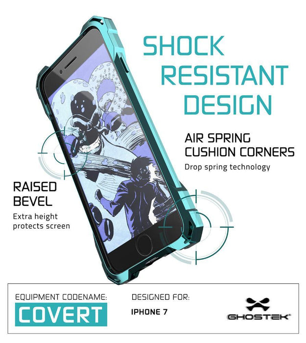 iPhone 8 Case, Ghostek® Covert Teal, Premium Impact Protective Armor | Lifetime Warranty Exchange (Color in image: peach)