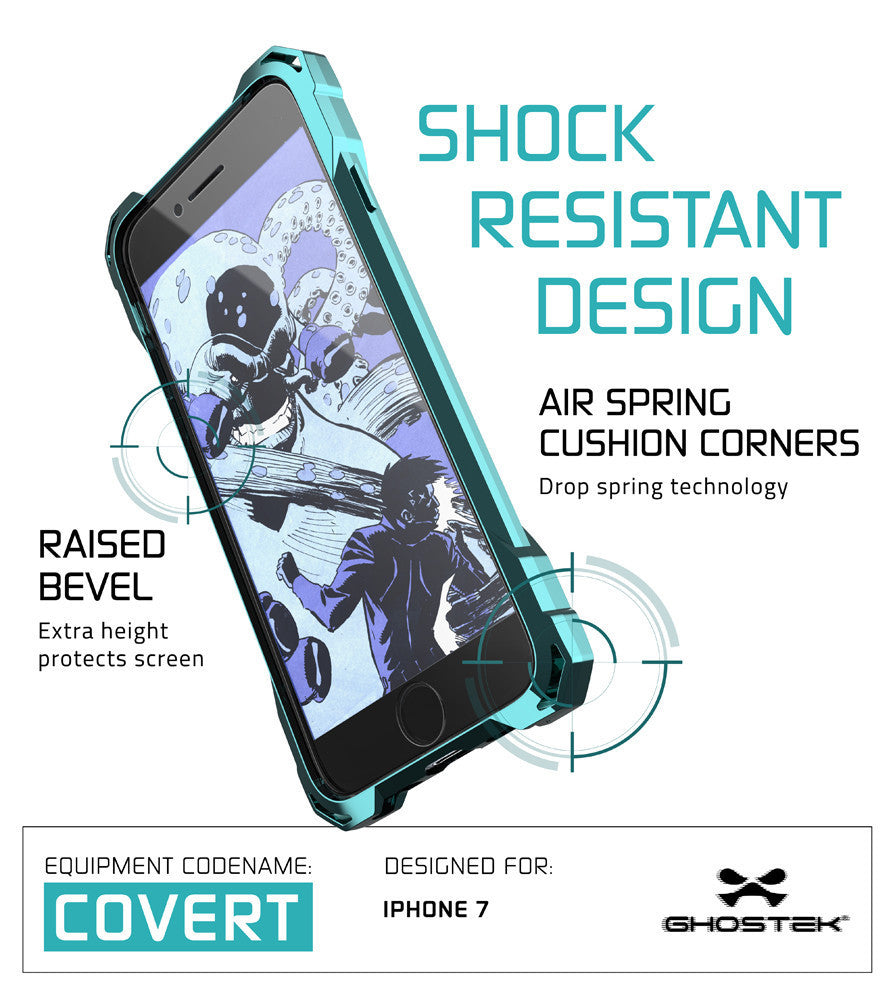 iPhone 7 Plus Case, Ghostek® Covert Teal Premium Protective Armor | Lifetime Warranty Exchange (Color in image: clear)