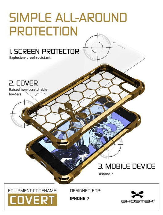 iPhone 8 Case, Ghostek® Covert Gold, Premium Impact Protective Armor | Lifetime Warranty Exchange (Color in image: clear)