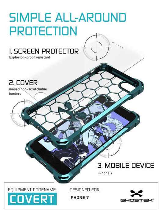 iPhone 7 Plus Case, Ghostek® Covert Teal Premium Protective Armor | Lifetime Warranty Exchange (Color in image: space grey)