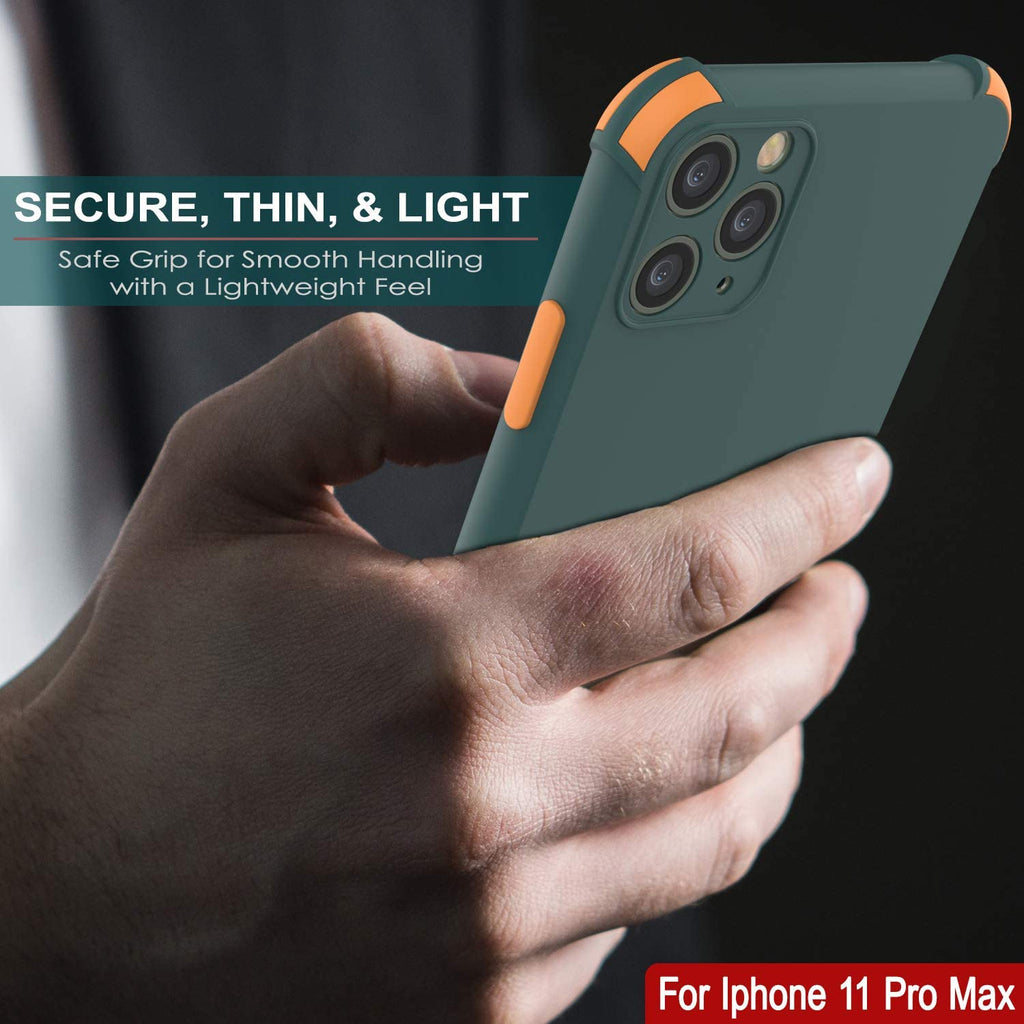 Punkcase Protective & Lightweight TPU Case [Sunshine Series] for iPhone 11 Pro Max [Dark Green] (Color in image: Orange)