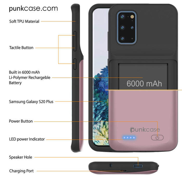 PunkJuice S20+ Plus Battery Case Rose - Fast Charging Power Juice Bank with 6000mAh (Color in image: Patterned Blue)