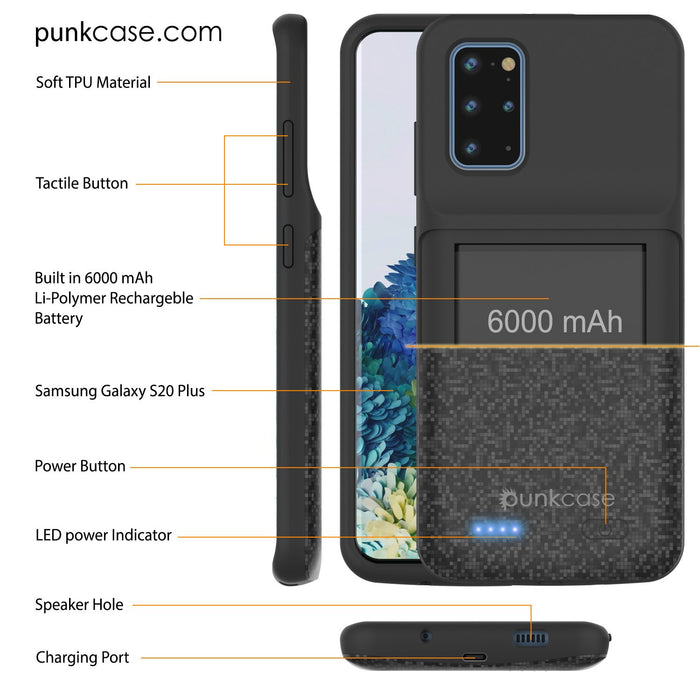 PunkJuice S20+ Plus Battery Case Patterned Black - Fast Charging Power Juice Bank with 6000mAh (Color in image: Patterned Blue)