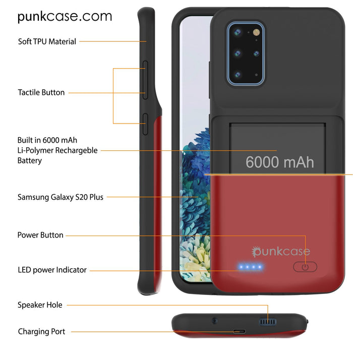 PunkJuice S20+ Plus Battery Case Red - Fast Charging Power Juice Bank with 6000mAh (Color in image: Patterned Blue)