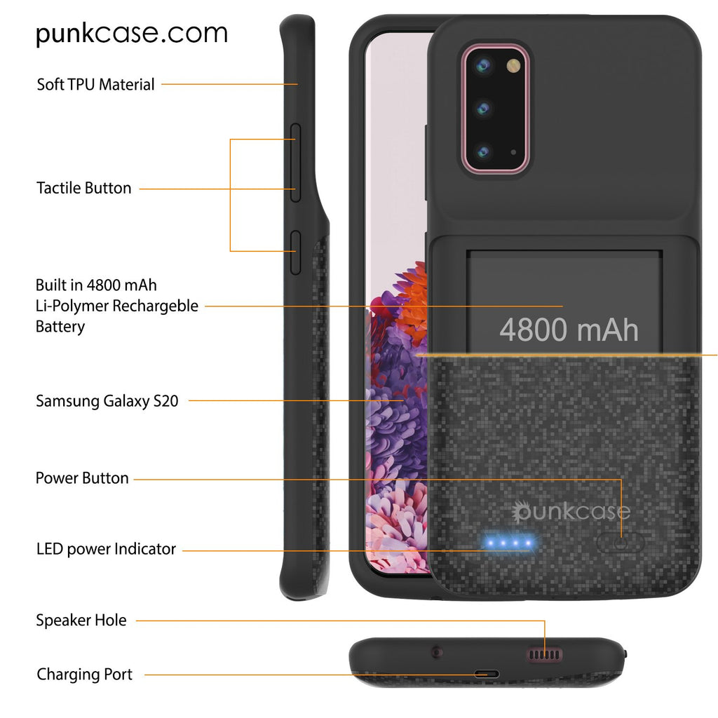 PunkJuice S20 Battery Case Patterned Black - Fast Charging Power Juice Bank with 4800mAh (Color in image: Patterned Blue)