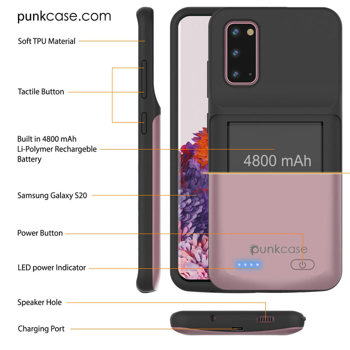 PunkJuice S20 Battery Case Rose - Fast Charging Power Juice Bank with 4800mAh (Color in image: Patterned Blue)