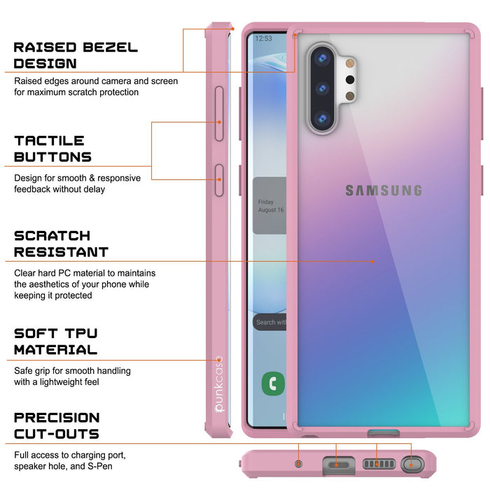 Galaxy Note 10+ Plus Punkcase Lucid-2.0 Series Slim Fit Armor Crystal Pink Case Cover (Color in image: Pink)
