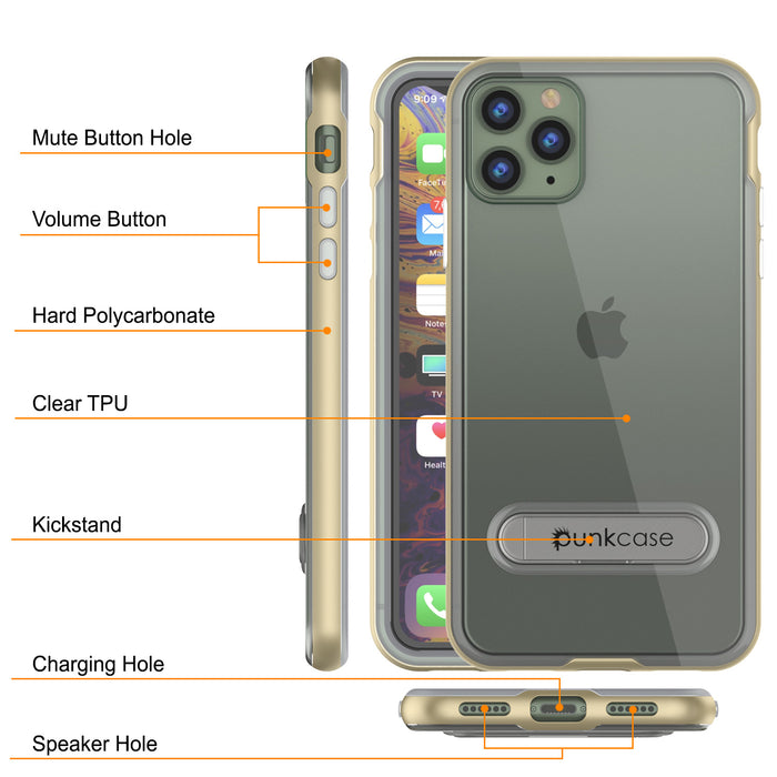 iPhone 11 Pro Case, PUNKcase [LUCID 3.0 Series] [Slim Fit] Armor Cover w/ Integrated Screen Protector [Gold] (Color in image: Blue)