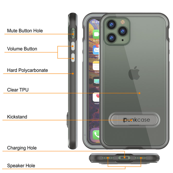 iPhone 11 Pro Case, PUNKcase [LUCID 3.0 Series] [Slim Fit] Armor Cover w/ Integrated Screen Protector [Grey] (Color in image: Blue)