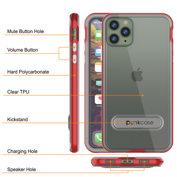 iPhone 11 Pro Case, PUNKcase [LUCID 3.0 Series] [Slim Fit] Armor Cover w/ Integrated Screen Protector [Red] (Color in image: Blue)