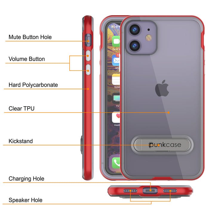 iPhone 11 Case, PUNKcase [LUCID 3.0 Series] [Slim Fit] Armor Cover w/ Integrated Screen Protector [Red] (Color in image: Blue)