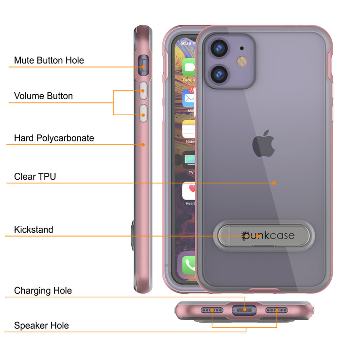 iPhone 11 Case, PUNKcase [LUCID 3.0 Series] [Slim Fit] Armor Cover w/ Integrated Screen Protector [Rose Gold] (Color in image: Blue)