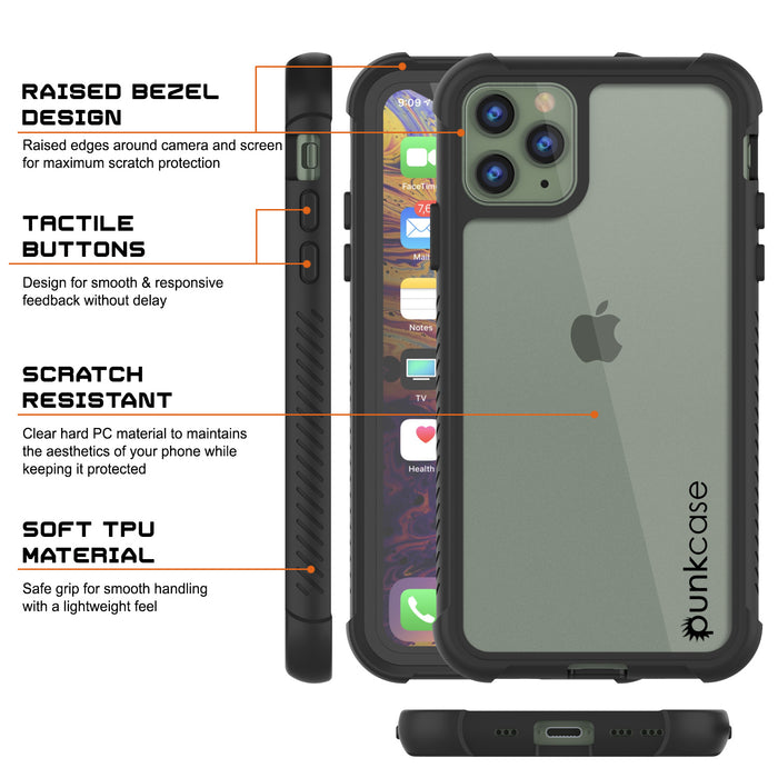 PunkCase iPhone 11 Pro Max Case, [Spartan Series] Clear Rugged Heavy Duty Cover W/Built in Screen Protector [Black] (Color in image: teal)