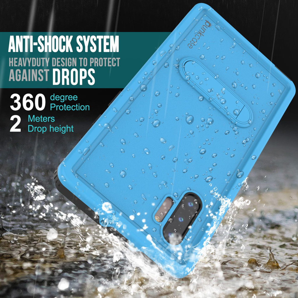 PunkCase Galaxy Note 10 Waterproof Case, [KickStud Series] Armor Cover [Light-Blue] (Color in image: Pink)