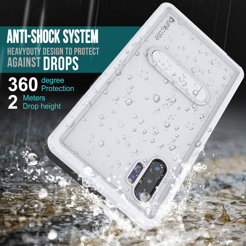PunkCase Galaxy Note 10+ Plus Waterproof Case, [KickStud Series] Armor Cover [White] (Color in image: Light Blue)
