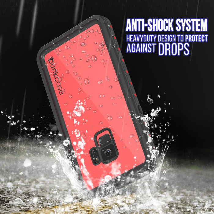 Galaxy S9 Waterproof Case PunkCase StudStar Red Thin 6.6ft Underwater IP68 Shock/Snow Proof (Color in image: black)