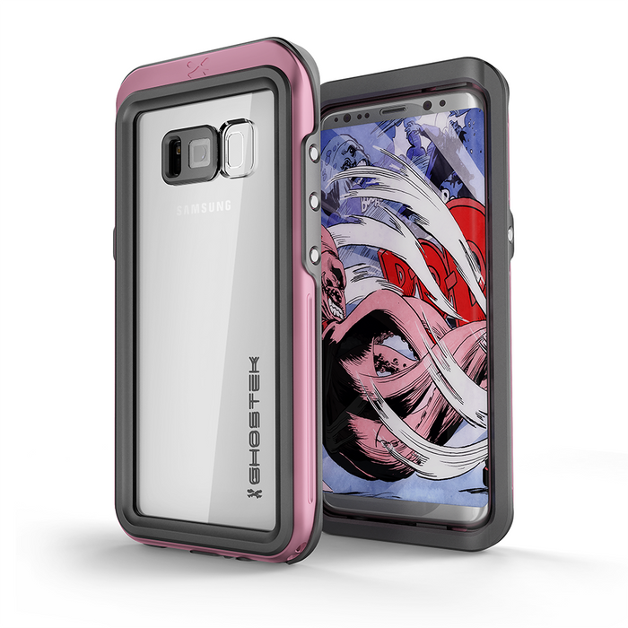 Galaxy S8 Plus Waterproof Case, Ghostek Atomic 3 Series| Underwater | Shockproof | Dirt-proof | Snow-proof | Aluminum Frame | Ultra Fit | (Pink) (Color in image: Pink)