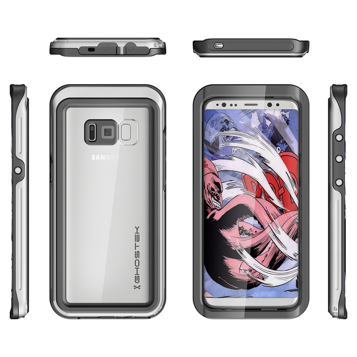 Galaxy S8 Waterproof Case, Ghostek Atomic 3 Series| Underwater | Shockproof | Dirt-proof | Snow-proof | Aluminum Frame | Ultra Fit | (Silver) (Color in image: Pink)