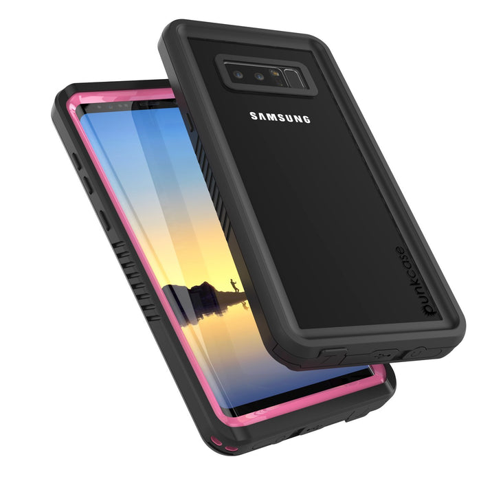 Galaxy Note 8 Waterproof Case, Punkcase [Extreme Series] [Slim Fit] [IP68 Certified] [Shockproof] [Snowproof] [Dirproof] Armor Cover W/ Built In Screen Protector for Samsung Galaxy Note 8 [Pink] (Color in image: red)