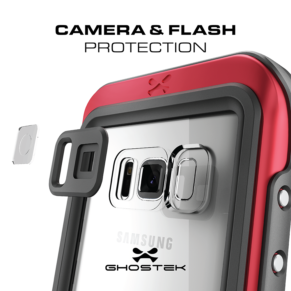 Galaxy S8 Waterproof Case, Ghostek Atomic 3 Series| Underwater | Shockproof | Dirt-proof | Snow-proof | Aluminum Frame | Ultra Fit | Swimming | (Teal) (Color in image: Red)