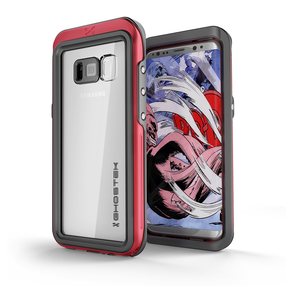 Galaxy S8 Plus Waterproof Case, Ghostek Atomic 3 Series| Underwater | Shockproof | Dirt-proof | Snow-proof | Aluminum Frame | Ultra Fit | (Red) (Color in image: Red)
