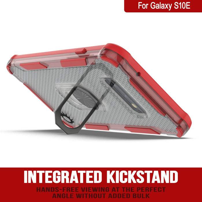 Punkcase Galaxy S10e Case [Magnetix 2.0 Series] Clear Protective TPU Cover W/Kickstand [Red]