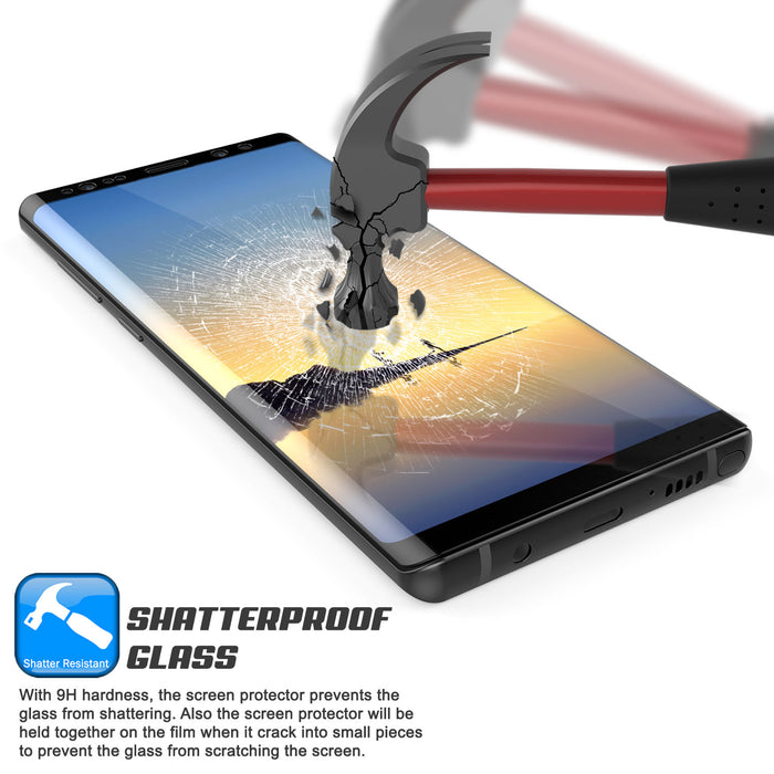 Galaxy Note 8  Black Punkcase Glass SHIELD Tempered Glass Screen Protector 0.33mm Thick 9H Glass (Color in image: Clear)