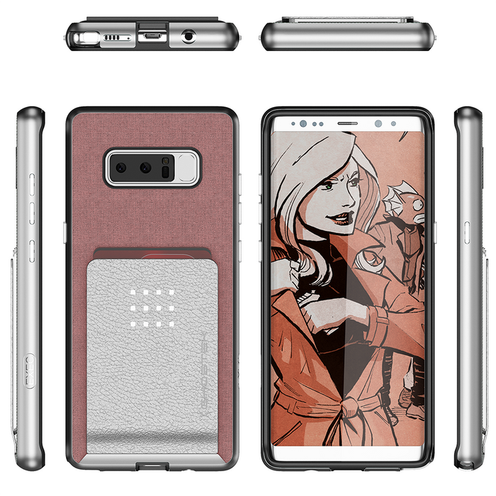 Galaxy Note 8 Case, Ghostek Exec 2 Slim Hybrid Impact Wallet Case for Samsung Galaxy Note 8 Armor | Pink (Color in image: Purple)