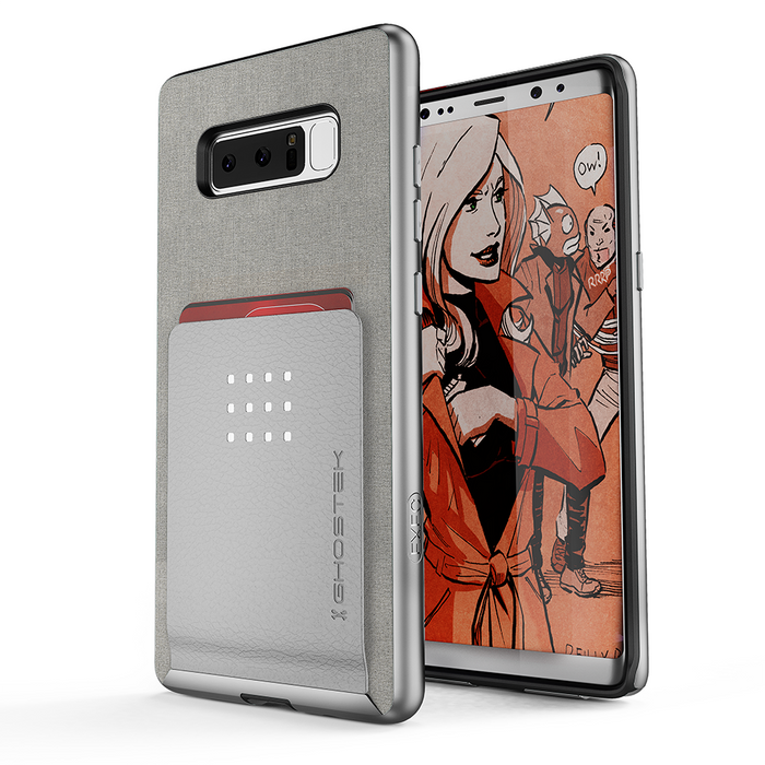 Galaxy Note 8 Case, Ghostek Exec 2 Slim Hybrid Impact Wallet Case for Samsung Galaxy Note 8 Armor | Silver (Color in image: Silver)
