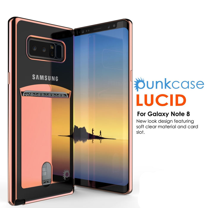 Galaxy Note 8 Case, PUNKCASE® LUCID Rose Gold Series | Card Slot | SHIELD Screen Protector 