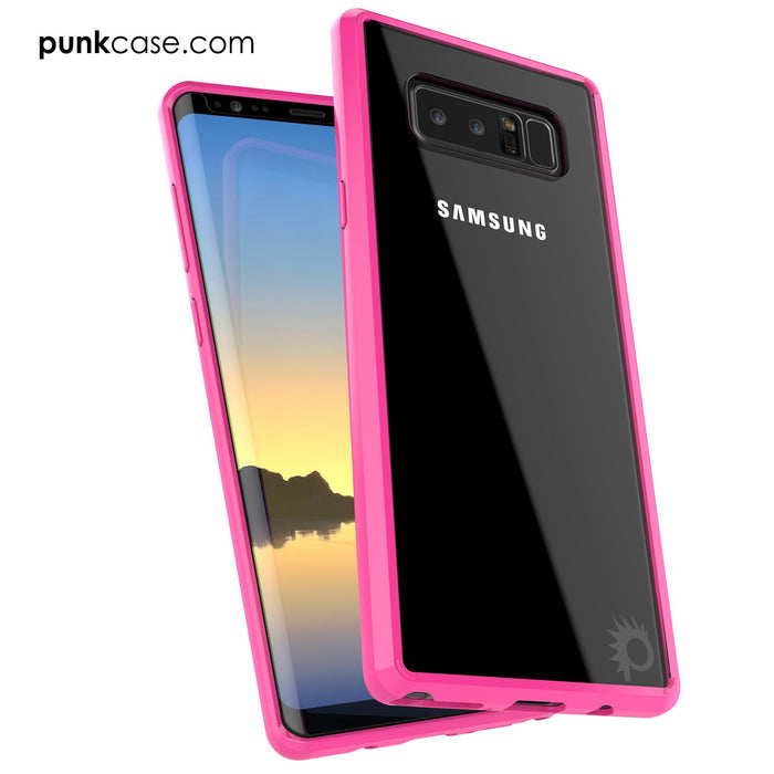 Galaxy Note 8 Case, PUNKcase [LUCID 2.0 Series] [Slim Fit] Armor Cover w/Integrated Anti-Shock System & Screen Protector [Pink] (Color in image: Clear)