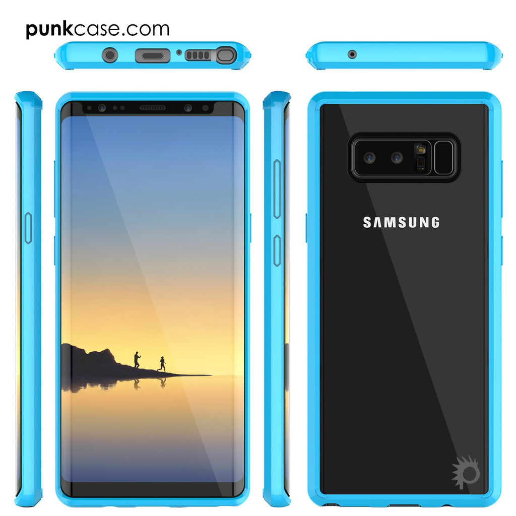 Galaxy Note 8 Case, PUNKcase [LUCID 2.0 Series] [Slim Fit] Armor Cover w/Integrated Anti-Shock System & Screen Protector [Light Blue] (Color in image: White)