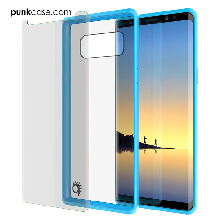 Galaxy Note 8 Case, PUNKcase [LUCID 2.0 Series] [Slim Fit] Armor Cover w/Integrated Anti-Shock System & Screen Protector [Light Blue] (Color in image: Pink)