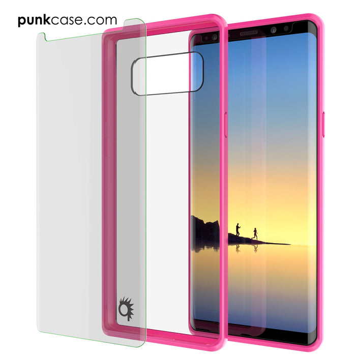Galaxy Note 8 Case, PUNKcase [LUCID 2.0 Series] [Slim Fit] Armor Cover w/Integrated Anti-Shock System & Screen Protector [Pink] (Color in image: Crystal Black)