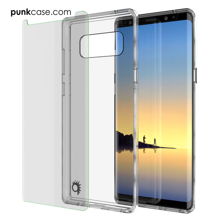 Galaxy Note 8 Case, PUNKcase [LUCID 2.0 Series] [Slim Fit] Armor Cover w/Integrated Anti-Shock System & Screen Protector [Crystal Black] (Color in image: White)