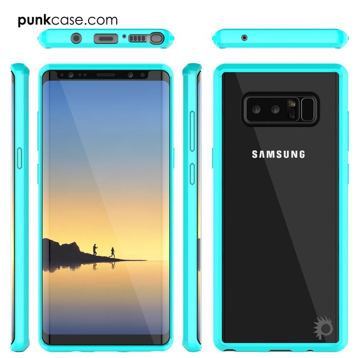 Galaxy Note 8 Case, PUNKcase [LUCID 2.0 Series] [Slim Fit] Armor Cover w/Integrated Anti-Shock System & Screen Protector [Teal] (Color in image: Clear)