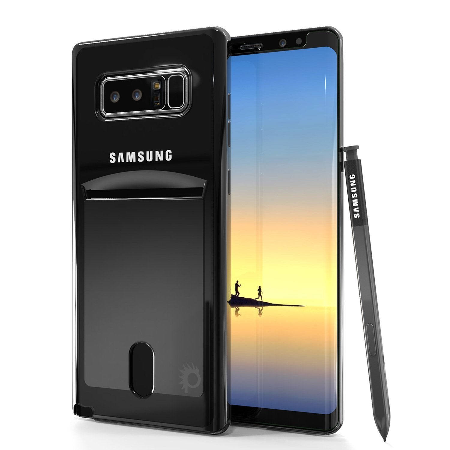 Galaxy Note 8 Case, PUNKCASE® LUCID Black Series | Card Slot | SHIELD Screen Protector | Ultra fit (Color in image: Black)