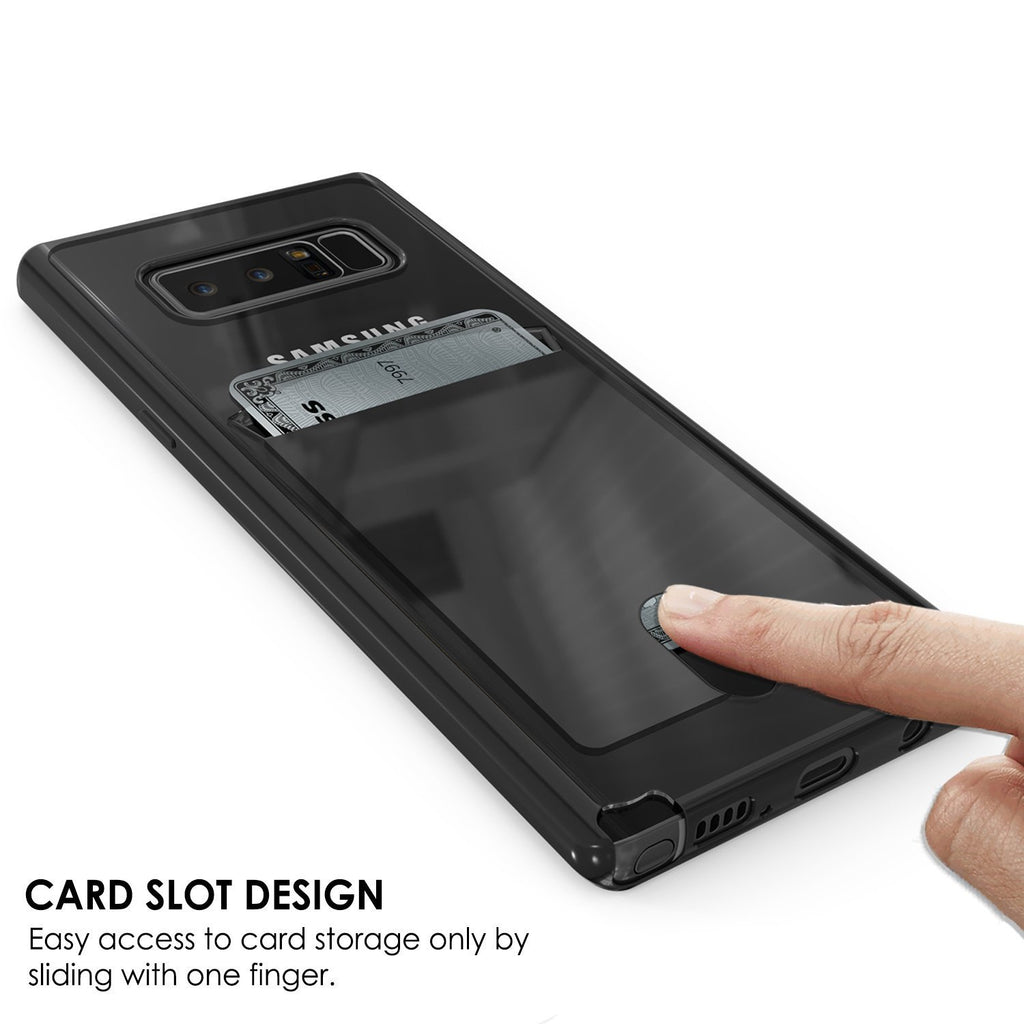 Galaxy Note 8 Case, PUNKCASE® LUCID Black Series | Card Slot | SHIELD Screen Protector | Ultra fit (Color in image: Silver)