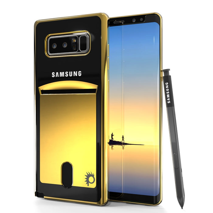 Galaxy Note 8 Case, PUNKCASE® LUCID Gold Series | Card Slot | SHIELD Screen Protector | Ultra fit (Color in image: Black)